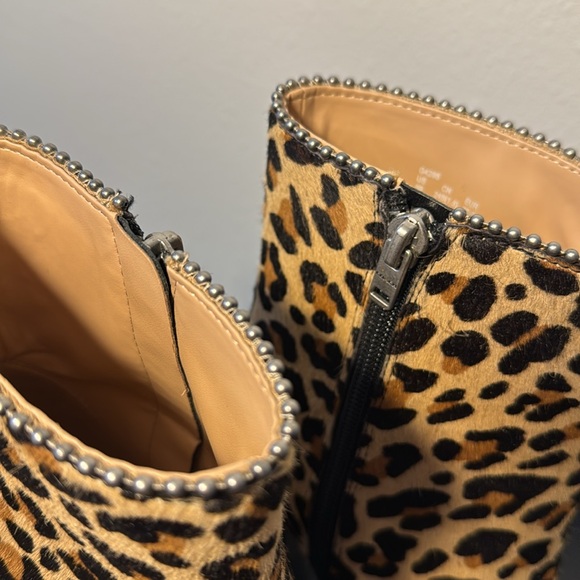 Coach Drea Bead Chain Leopord Print Genuine Calf Hair Leather Booties - Picture 5 of 13